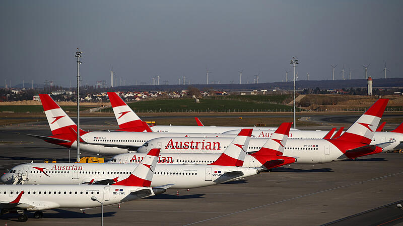 Planes of Lufthansa's Austrian unit Austrian Airlines are parked at Vienna International Airport in Schwechat