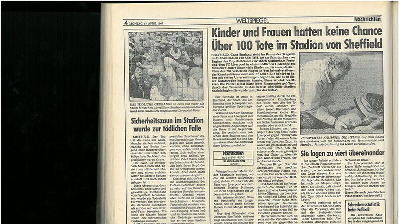 15. April 1989: Die Hillsborough-Katastrophe