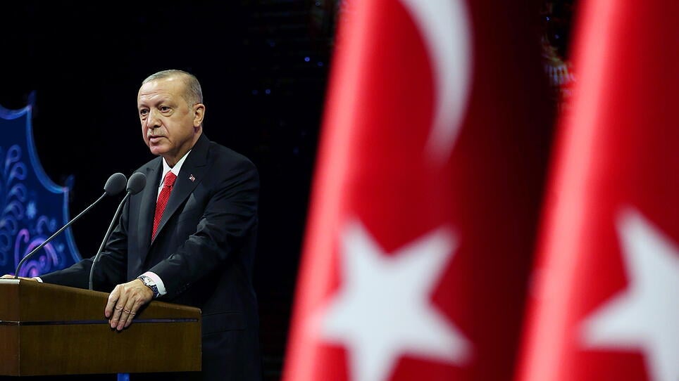 Turkish President Erdogan makes a speech during a meeting in Ankara