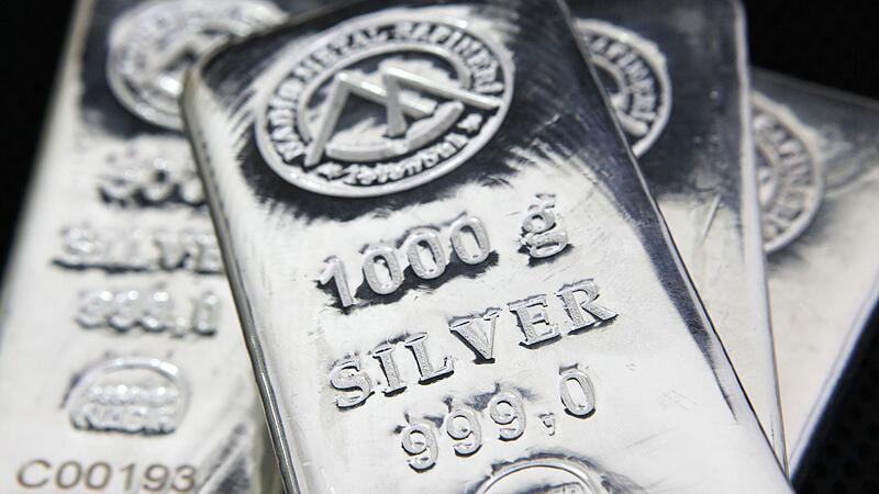 Bars of 1000 gram silver are seen in this picture illustration at a precious metal refinery in Istanbul