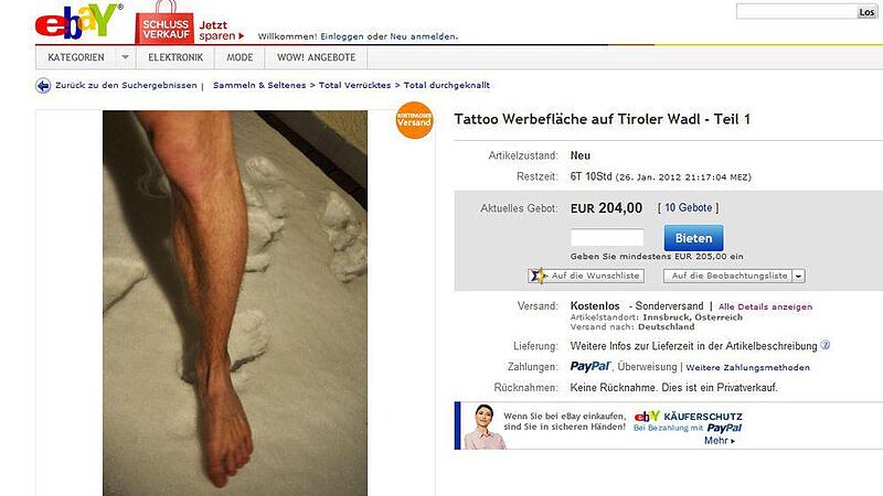 Tiroler versteigert Wade auf Ebay