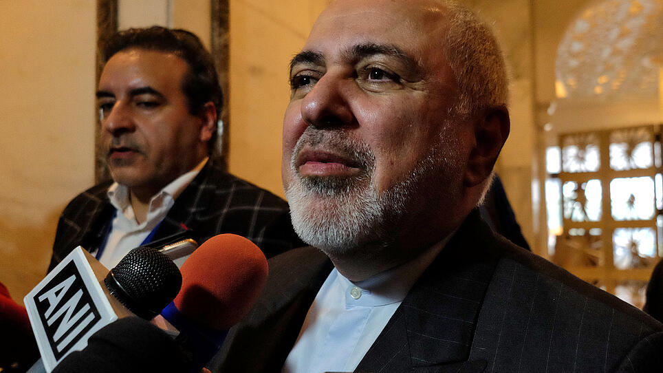 Iran's Foreign Minister Zarif speaks with the media on the sidelines of a security conference in New Delhi