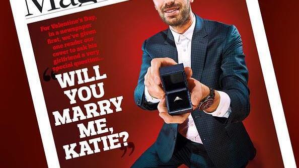 Heiratsantrag auf Observer-Cover am Valentinstag