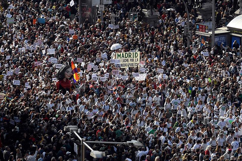 Hunderttausende Spanier protestierten in Madrid