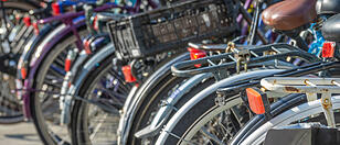 Bicycle Parking With Many Bicycles on a Sunny Day