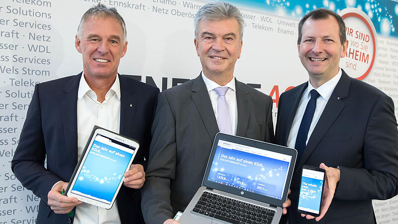 Energie-AG-Vorstand Andreas Kolar, Werner Steinecker, Stefan Stallinger (v.l.)