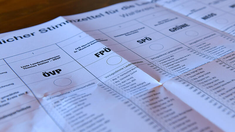 Stimmzettel für die OÖ. Landtagswahl am 26. September 2021