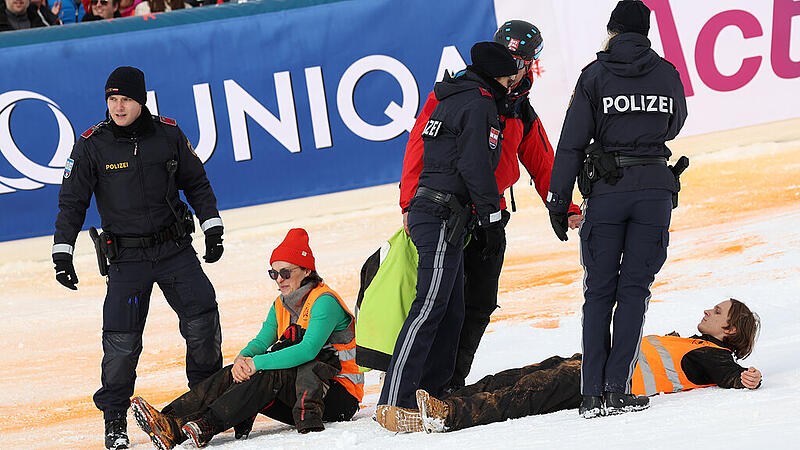 Klimaaktivisten beim Weltcup-Slalom in Gurgl