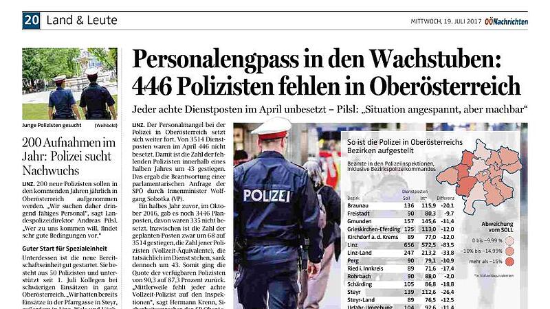 Zu wenig Polizisten in Oberösterreich: Beamte klagen über 19-Stunden-Dienste