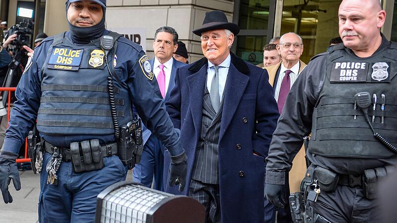 Former Trump campaign adviser Roger Stone departs following his sentencing hearing at U.S. District Court in Washington