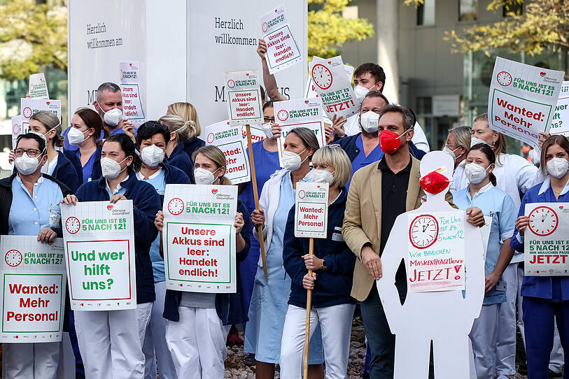 "Wir sind am Limit": Gesundheitspersonal protestierte gegen Überlastung