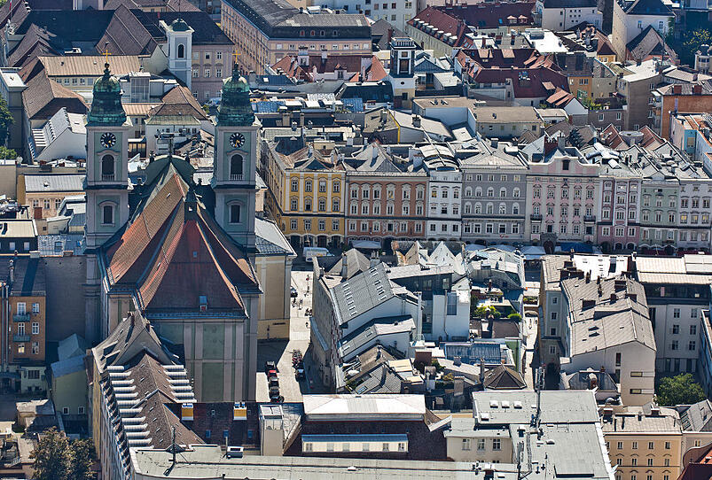 Die Linzer Altstadt aus der Vogelperspektive