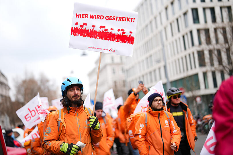 Fahrradboten demonstrierten in Wien