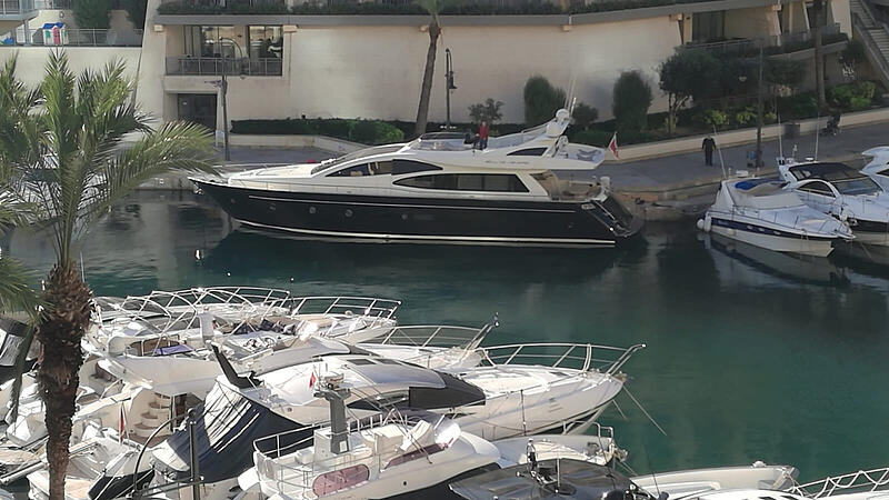 A yacht, which is believed to have been intercepted by Maltese police to arrest prominent businessman Yorgen Fenech in connection with an investigation into the murder of journalist Daphne Caruana Galizia, according to sources, is seen docked at a the Port