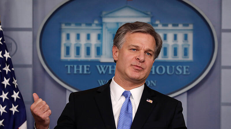 FBI Director Wray addresses briefing on election security at the White House in Washington