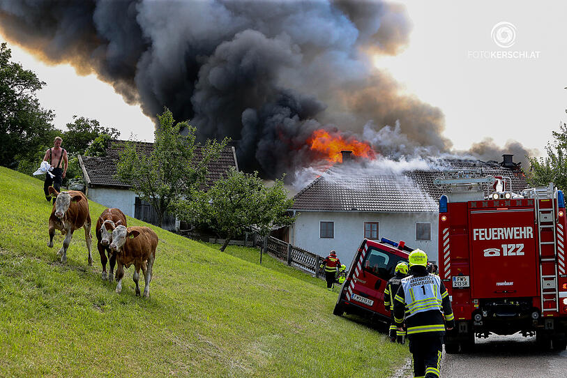 300 Feuerwehrleute bei Großbrand in Garsten im Einsatz