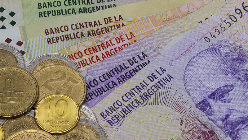 Various banknotes and coins from Argentina